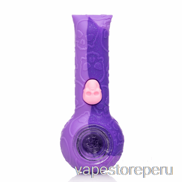 Vape Smoke Stratus Pipa De Mano Con Calavera De Silicona Orquídea Brillante (violeta Brillante / Rosa)